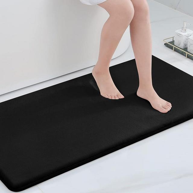 smiry Memory Foam Bath Mat, Super Soft Absorbent Bathroom Rugs Non Slip Bath Rug Runner for Shower Bathroom Floors, 47" x 24", Black