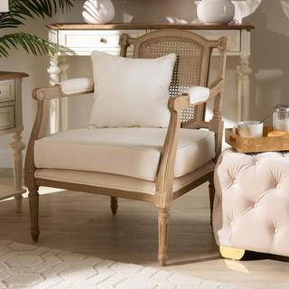 Clemence French Provincial Whitewashed Single Wood Armchair