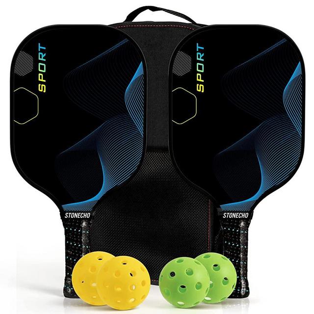 Pickleball Paddles, Pickleball Set, USAPA Approved Best Pickleball Rackets Fiberglass Face, Polypropylene Honeycomb, Lightweight Pickleball Paddles Set of 2 & 4 Indoor Outdoor Pickleballs & Carry Bag