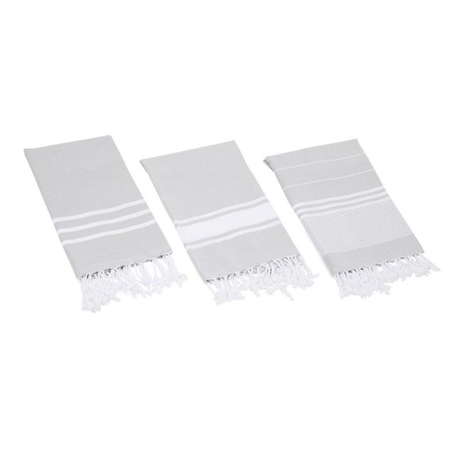 Essential Turkish Hand / Kitchen Towel Set of 3 (BLACK)