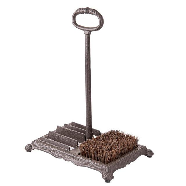 Sungmor Heavy Duty Cast Iron Shoe Scraper Brush, Vintage Rustic Brown Boot Scraper Brush with Handle, Farmhouse Garden Outdoor Boots Mud Cleaner, Shoe Brush Scrubber for Front Door Entrance