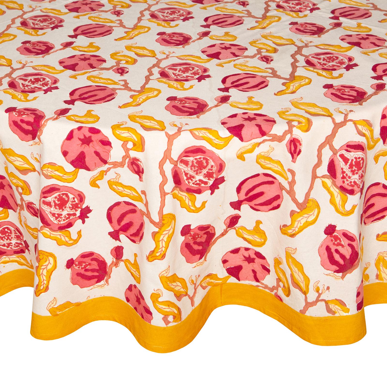 Block Printed Tablecloth Pomegranate