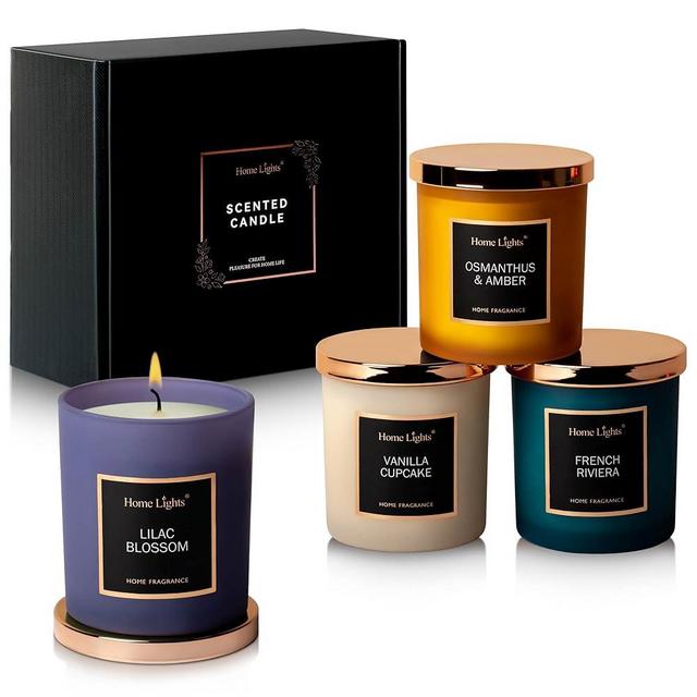 HomeLights Scented Candle Gift Set, Natural Soy Wax Candles, 4 Pack Long Lasting Up 140 Hours, Aromatherapy Candles for Women Men Birthday Thanksgiving Christmas