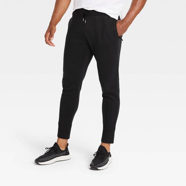 Men's Cotton Tapered Fleece Joggers - All in Motion™ Black XL