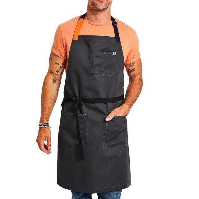 hedley & bennett Essential Apron - Adjustable Bib Chef Apron with 3 Pockets & Towel Loop - 65/35 Polycotton Twill - Top Chef