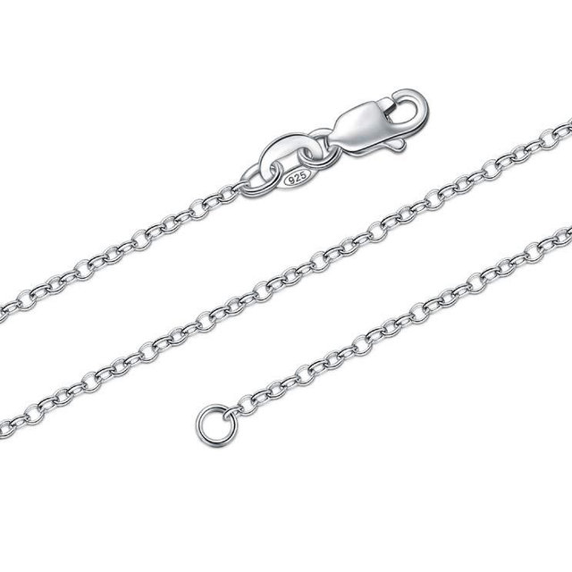 BORUO 925 Sterling Silver Cable Chain Necklace, 1mm 1.5mm Italian Necklace with Lobster Claw Clasp 14-30 Inch/Silver Chain For Women