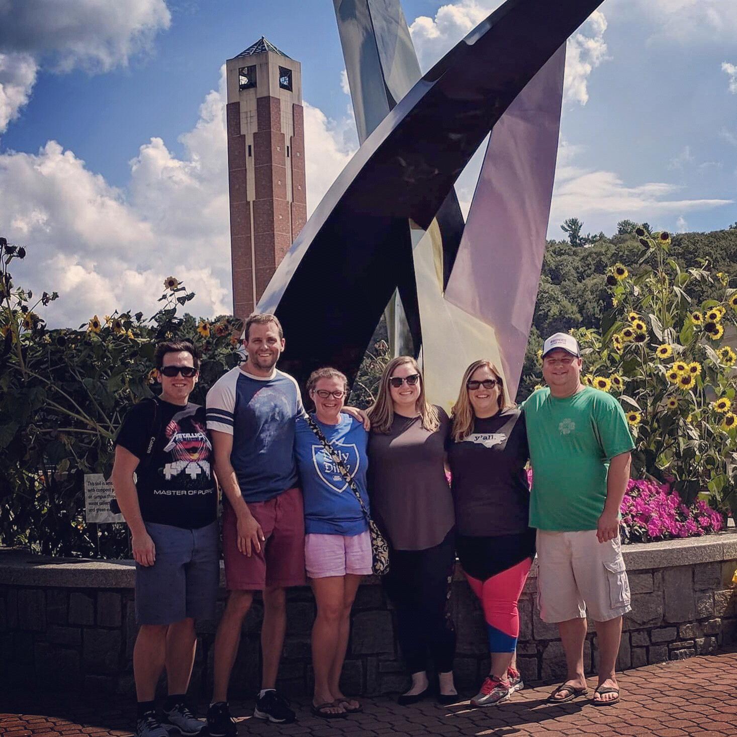 Our App State gang on Labor Day Weekend. At Sanford Mall in the heart of App State’s campus.