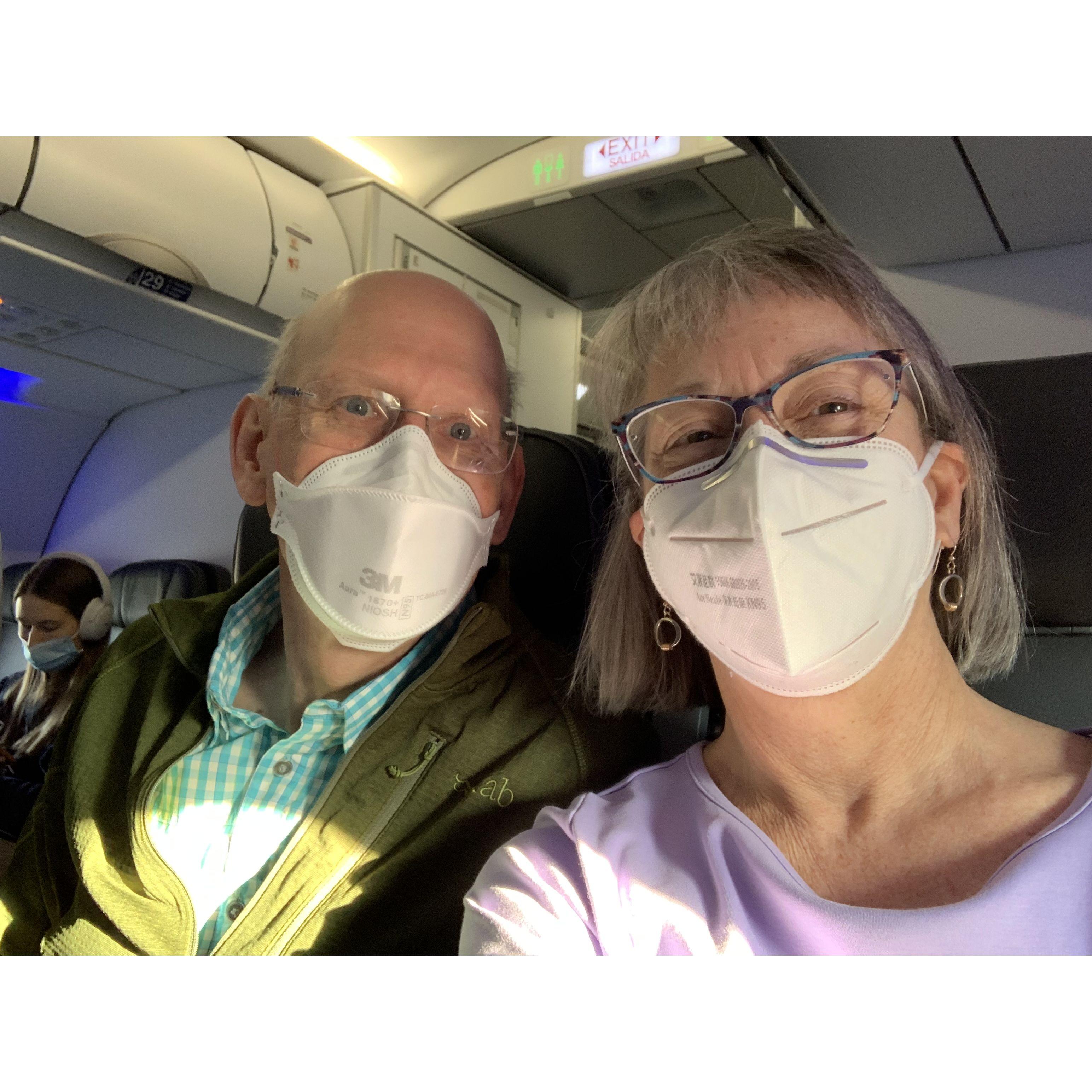 On board for a flight to Barbados, thanks to Grace Cottage Hospital's benefit auction!