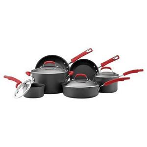 Rachael Ray Hard Anodized Nonstick 10 Piece Cookware Set - Red Handles