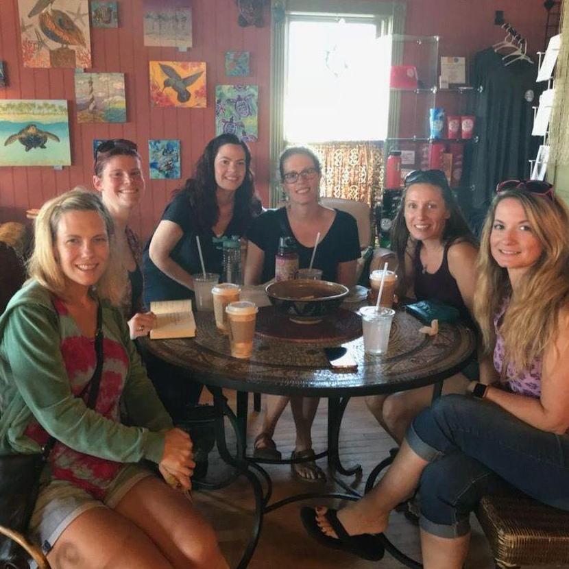 Jackie with several of her bridesmaids on their annual girl-cation to the Outer Banks in 2018