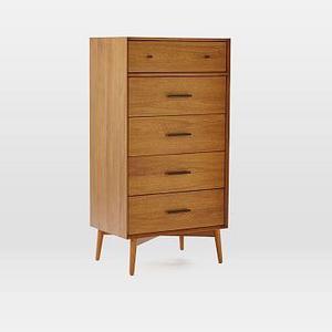 Mid-Century 5 Drawer Narrow, Acorn