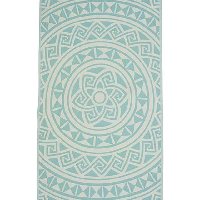 Sand Cloud Large Turkish Beach Towel - Peshtemal Cotton - Great for Beach Bath or as a Blanket - As Seen on Shark Tank - Mandala (Mint)