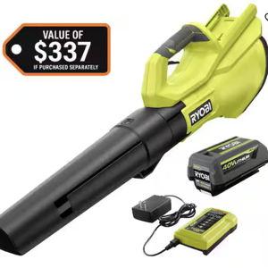 40V 120 MPH 550 CFM Cordless Battery Leaf Blower With 4.0 Ah Battery and Charger by RYOBI