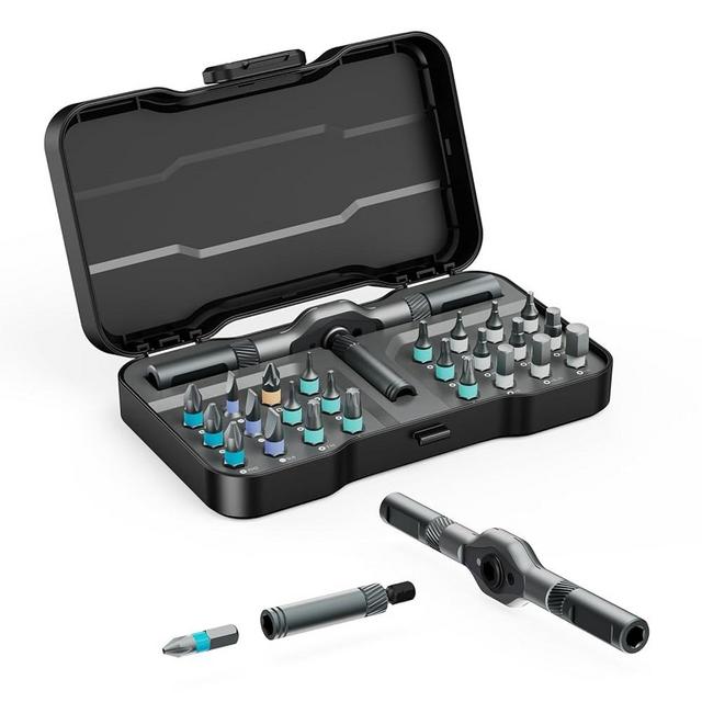 Bomivoi 24 in 1 Magnetic Screwdriver Set, DIY Ratchet Screwdriver Set, Multi Bit Magnetic Drive Set with Detachable Ratchet Handle, Portable Precision Repair Tool Kit for Furniture Computer Bicycle