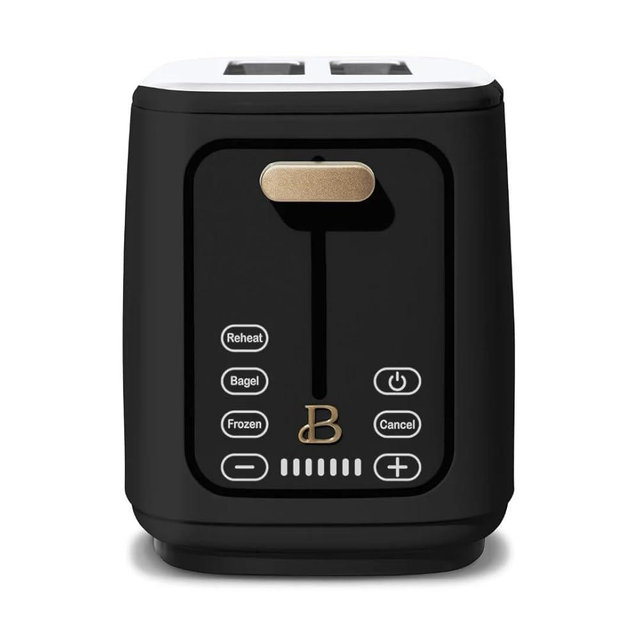 Beautiful 2 Slices Toaster with Touch-Activated Display, 7 Browning Settings, Bagel & Frozen Bread Presets, Slide-Out Crumb Tray Stylish Kitchen Toaster by Drew Barrymore (Black Sesame)