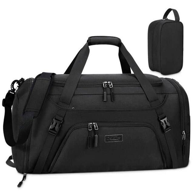 Gym Duffle Bag for Women Men 40L Waterproof Sports Bags Travel Duffel Bags with Shoe Compartment,Wet Pocket Large Weekender Overnight Bag with Toiletry Bag,Black