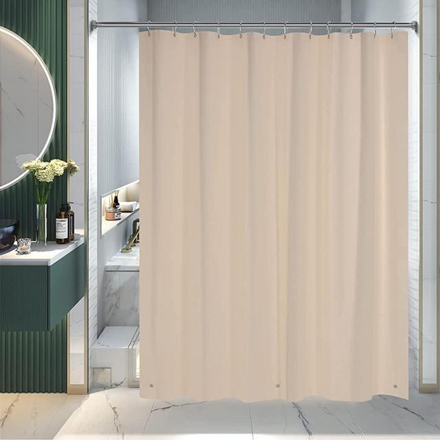 AmazerBath Shower Curtain Liner, 72x72 Tan Shower Curtain Liner, Cute Plastic Shower Curtain Liner, Lightweight Waterproof PEVA Khaki Shower Curtains for Bathroom with Magnets and 12 Grommet Holes