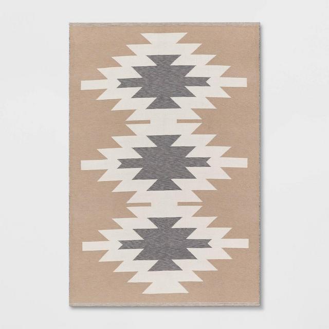 4'x6' Bailey Ville Washable Southwest Diamond Rug Taupe - Threshold™