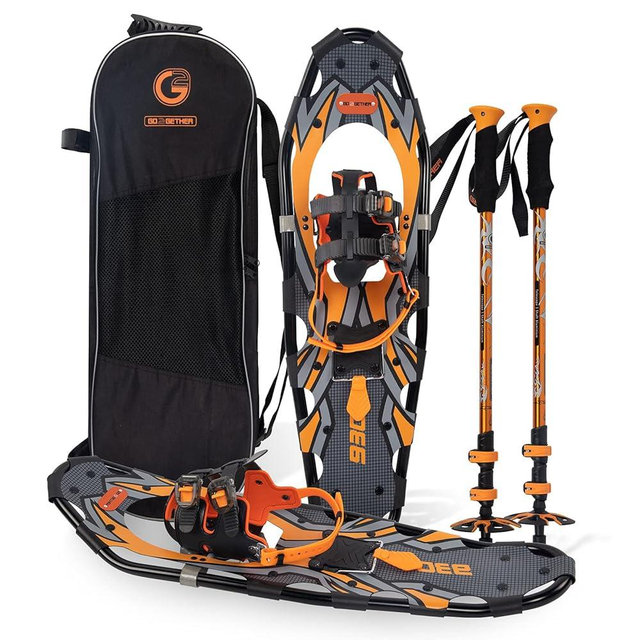 G2 21/25/30/36 Inches Light Weight Snowshoes with Toe Box, EVA Padded Ratchet Binding, Heel Lift, Flexible Pivot Bar, Durable Back Strap, Trekking Poles, Carrying Bag, Snow Baskets(5 colors available)