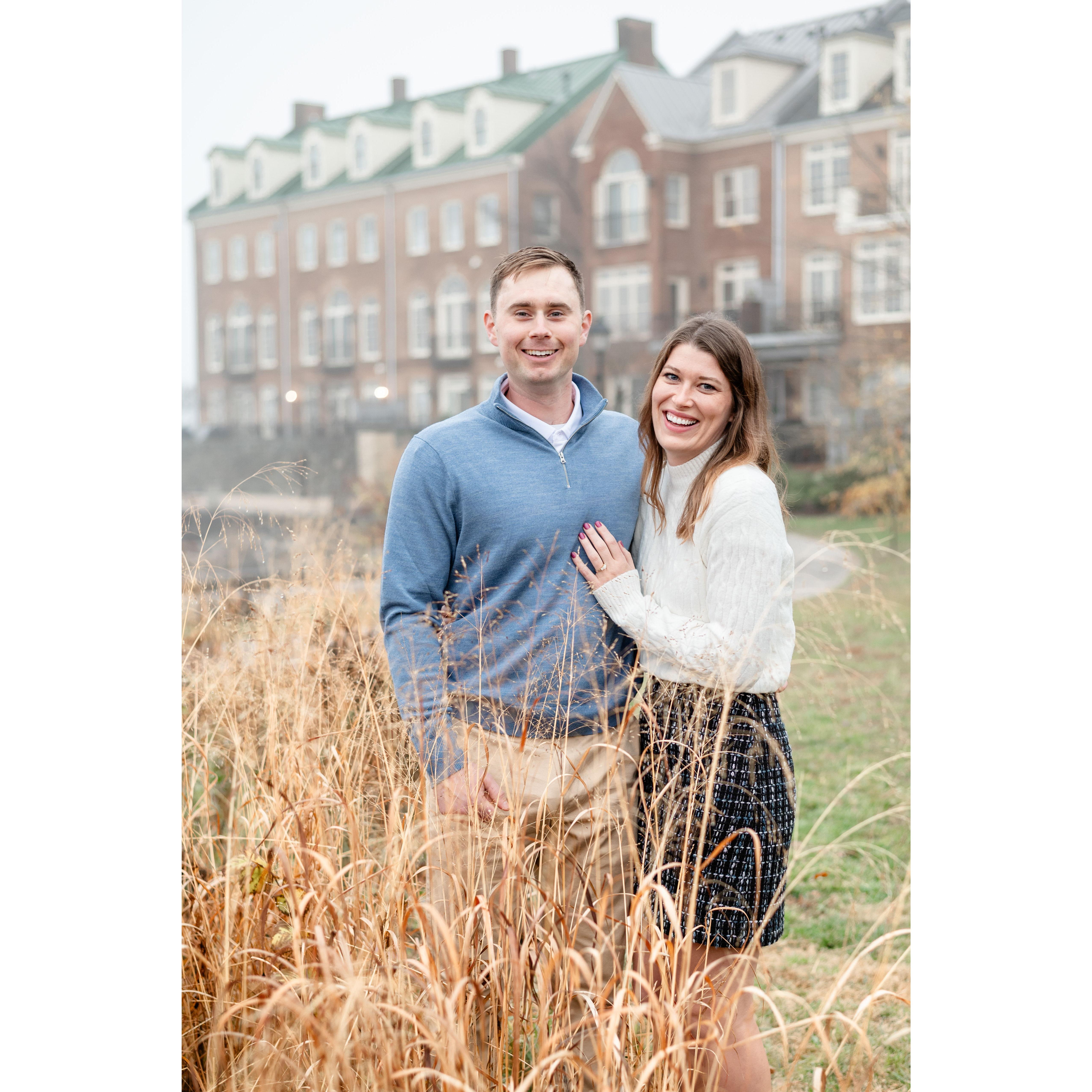 Engagement photos on a foggy day in Old Town (at the same park where we got engaged)