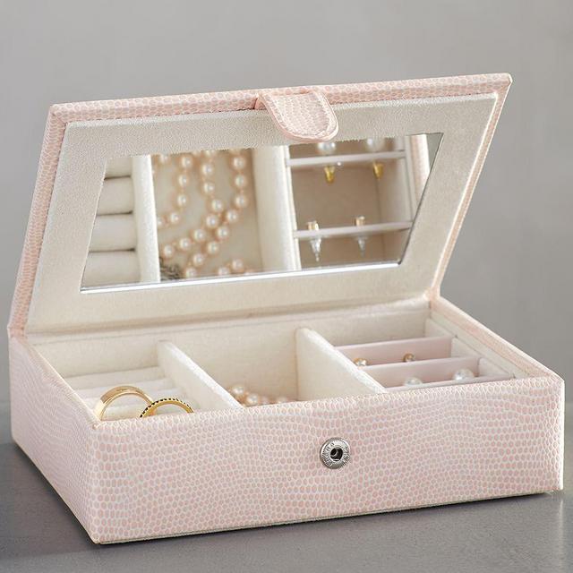 Personalized Mckenna Leather Travel Jewelry Box - Blush