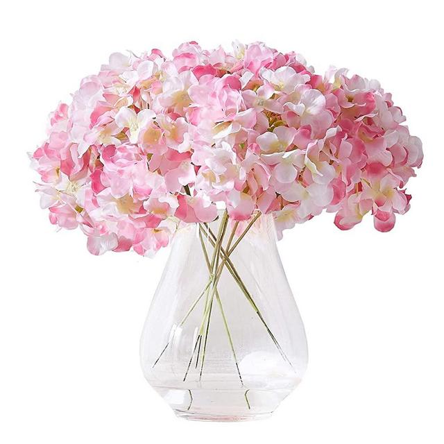 KISLOHUM Artificial Hydrangea Flower Heads Pink 10 with Stems Hydrangea Silk Flowers Head for Wedding Centerpieces Bouquets DIY Floral Decor Home Decoration