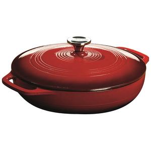 Lodge 3.6 Quart Cast Iron Casserole Pan. Red Enamel Cast Iron Casserole Dish with Dual Handles and Lid (Island Spice Red)