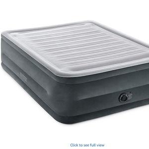 Intex 64417ED 22in Queen Dura-Beam Comfort Plush High-Rise Inflatable Air Mattress with Built in Pump for Travel and Camping, 600lb Weight Capacity