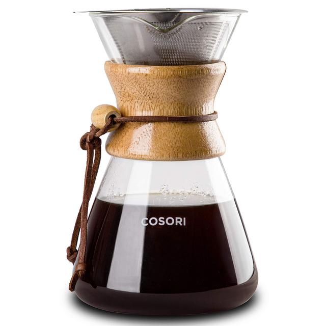 COSORI Pour Over Coffee Maker with Double-layer Stainless Steel Filter, Coffee Dripper Brewer Glass Coffee Pot, High Heat Resistant Decanter, 34 Ounce