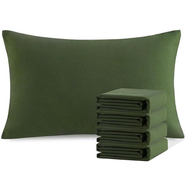 NTBAY Queen Pillowcase Set - 4 Pack Brushed Microfiber 20x30 Pillowcases - Soft, Wrinkle-Free, Fade-Resistant, Stain-Resistant, Olive Green Pillowcases with Envelope Closure - 20x30 Inches