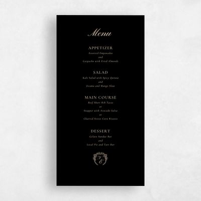 Black Greenery Wedding Menu - Pasquo