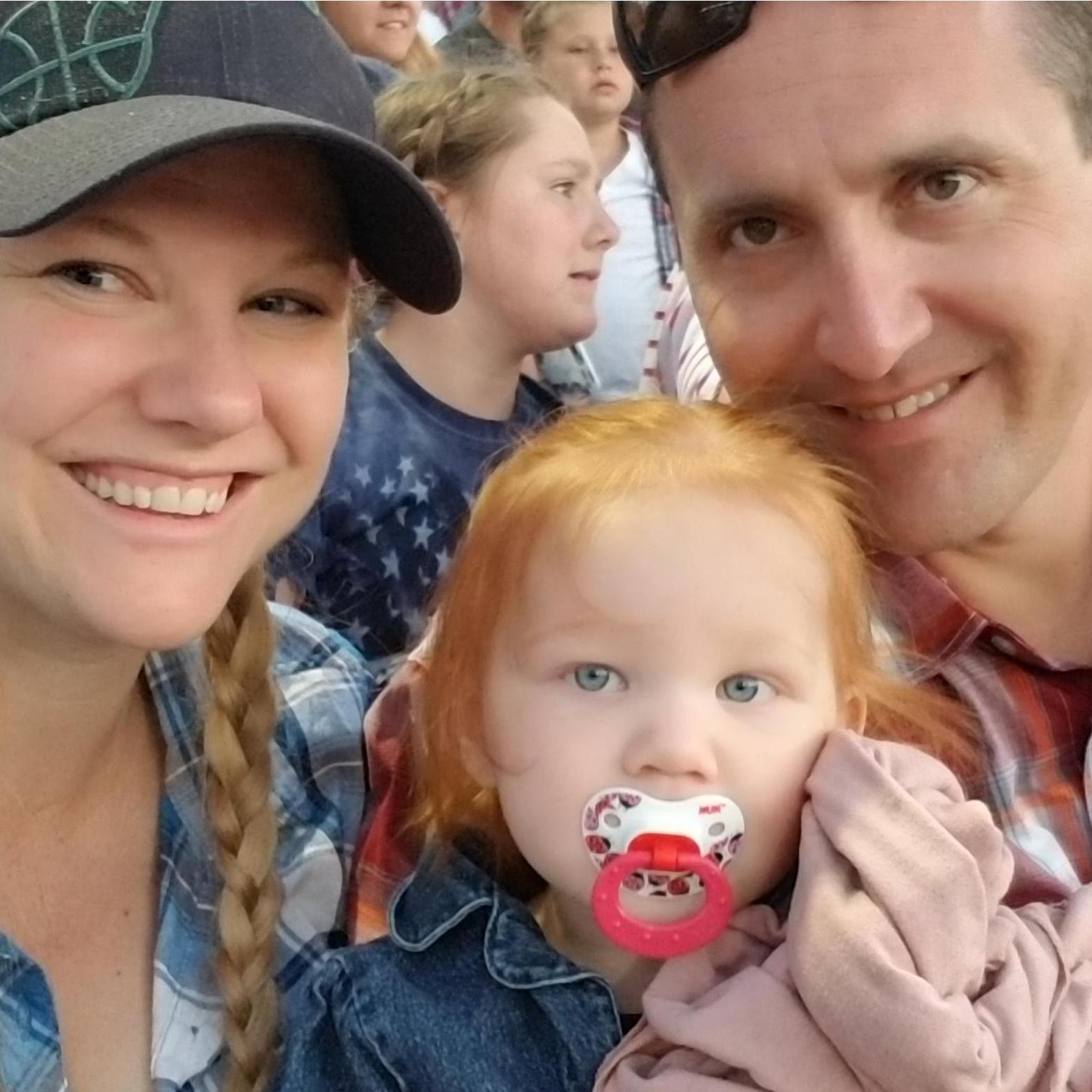 Natalie, Emma and Wayne at the rodeo - July 2018