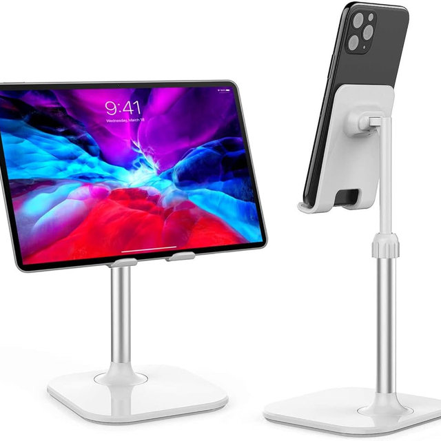 Doboli Cell Phone Stand, Phone Stand for Desk, Phone Holder Stand Compatible with iPhone and All Mobile Phones Tablet, Gifts for Adults Women Men Mom Wife, White