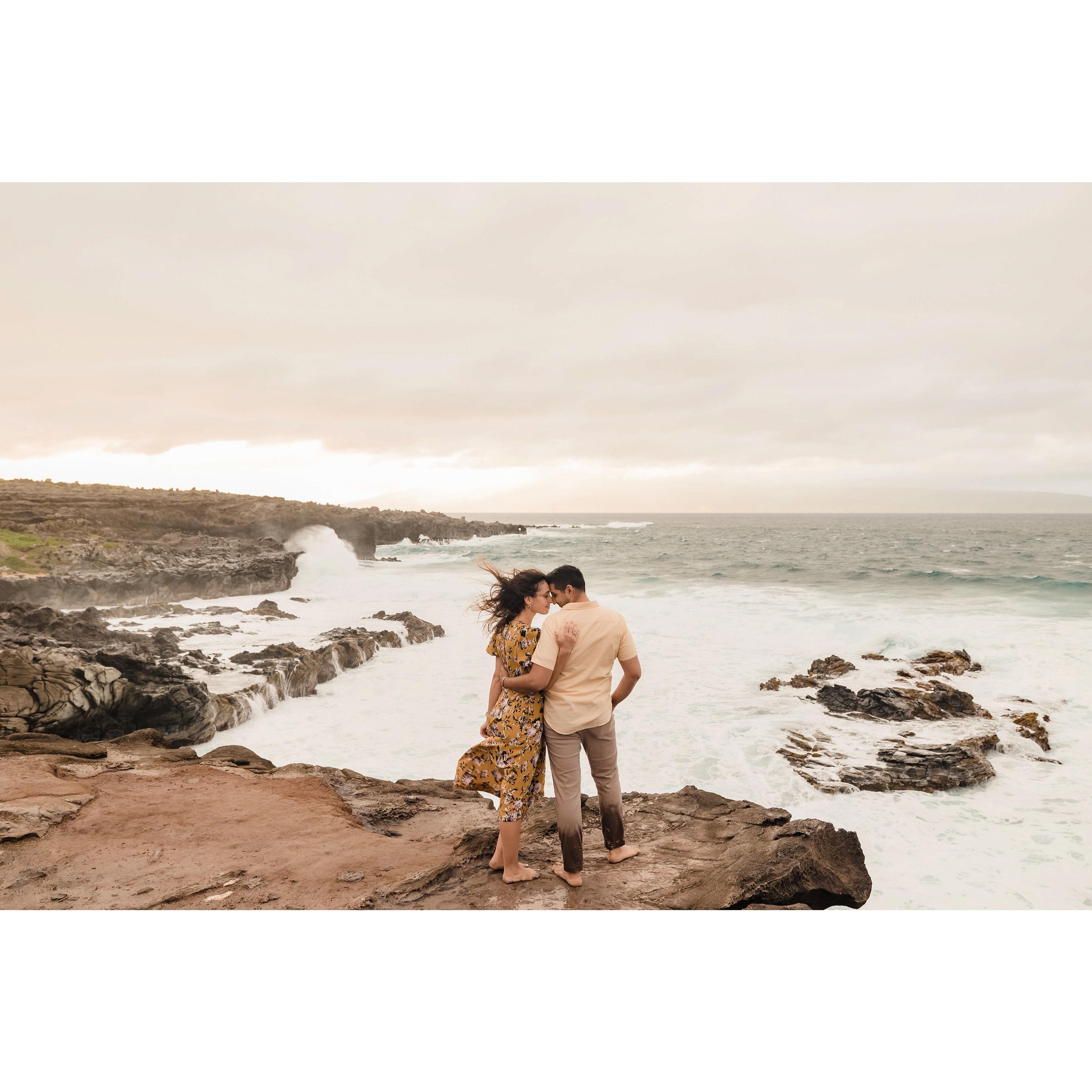 Our incredible photoshoot when we got engaged on the Kapalua Coastal Trail on Maui!