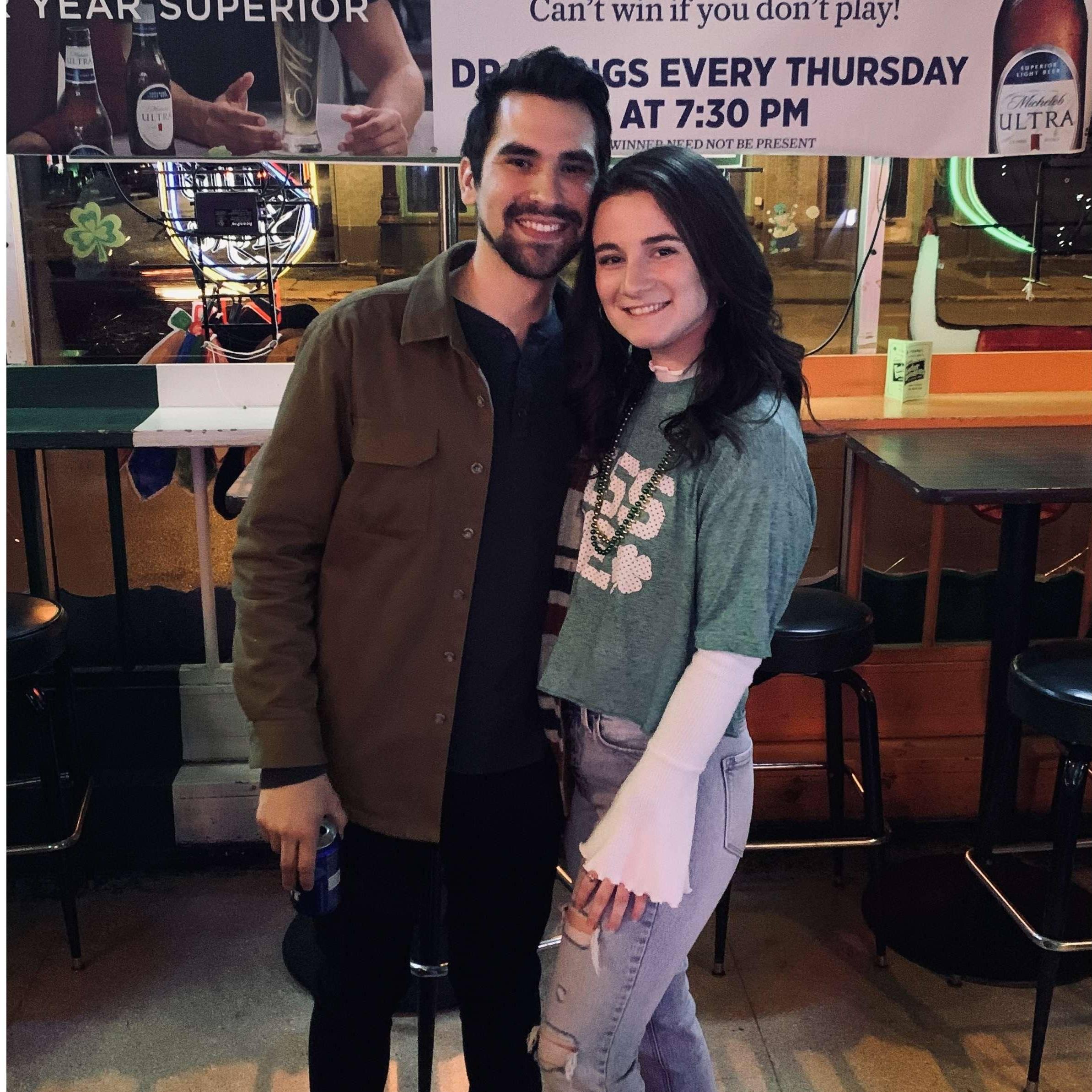 Our first night out as a couple in March 2020 before the world shut down