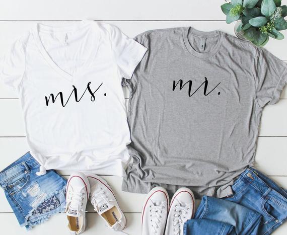Mr and Mrs Shirts. Couples Shirts. Mr Mrs Shirts. His and Her Shirts. Honeymoon Shirts. Wedding Shirts. Wife and Hubs Shirt Set. Mr Mrs Tees