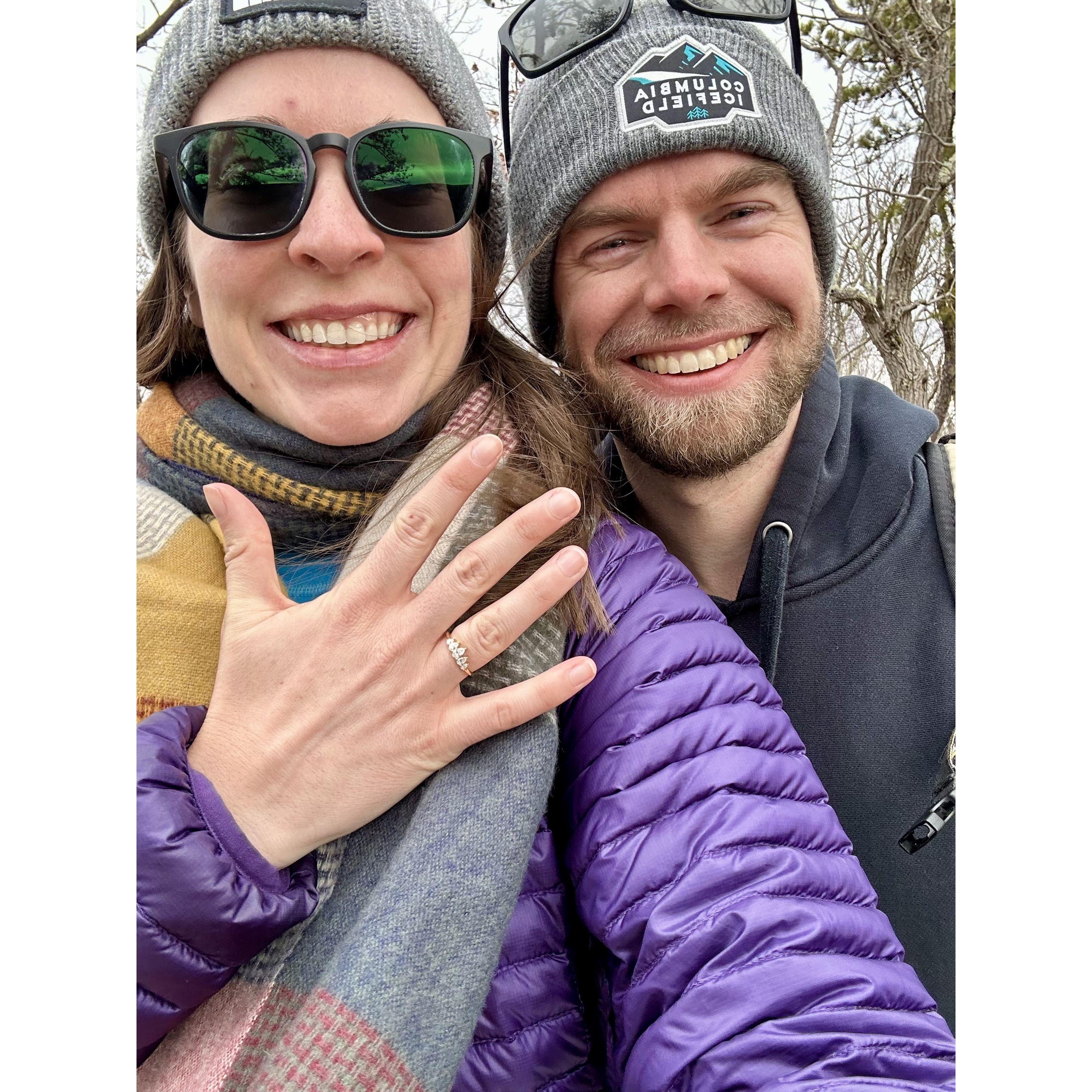 Sheehan surprised Maura on a hike at Hurd Park- where we had our third date and our first hike together.
