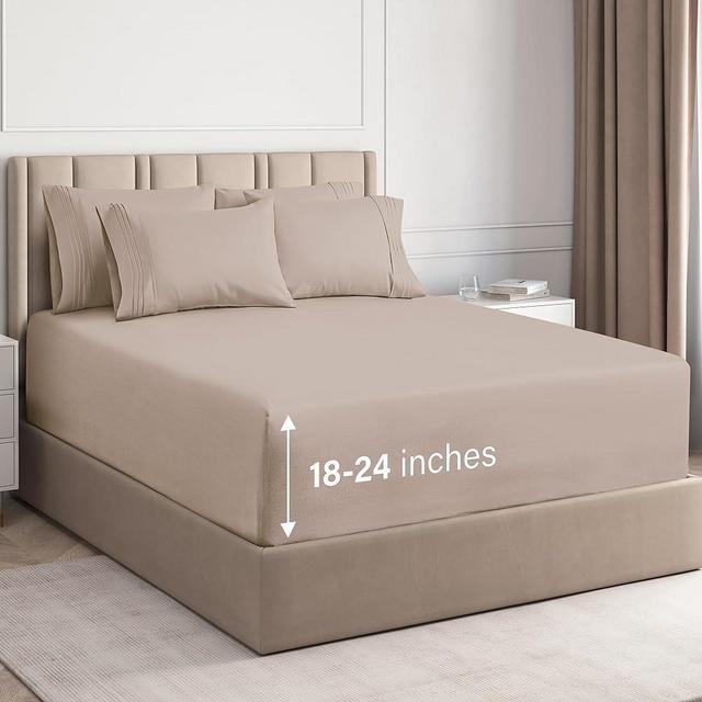 Extra Deep Queen 6 Piece Bedding Sheet Set - Breathable & Cooling - Hotel Luxury Bed Sheets Set - Easy Fit - Soft, Wrinkle Free & Comfy Wheat Bedding Sheets - Extra Deep Pockets Bed Sheet Set