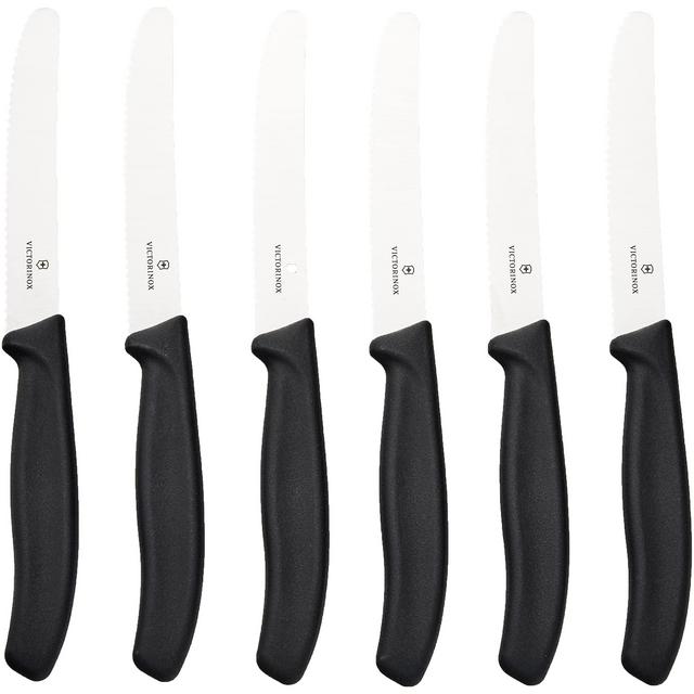 Victorinox Swiss Army Cutlery Swiss Classic Serrated Steak Knife Set, Round-tip, 4.5-Inch, 6-Piece
