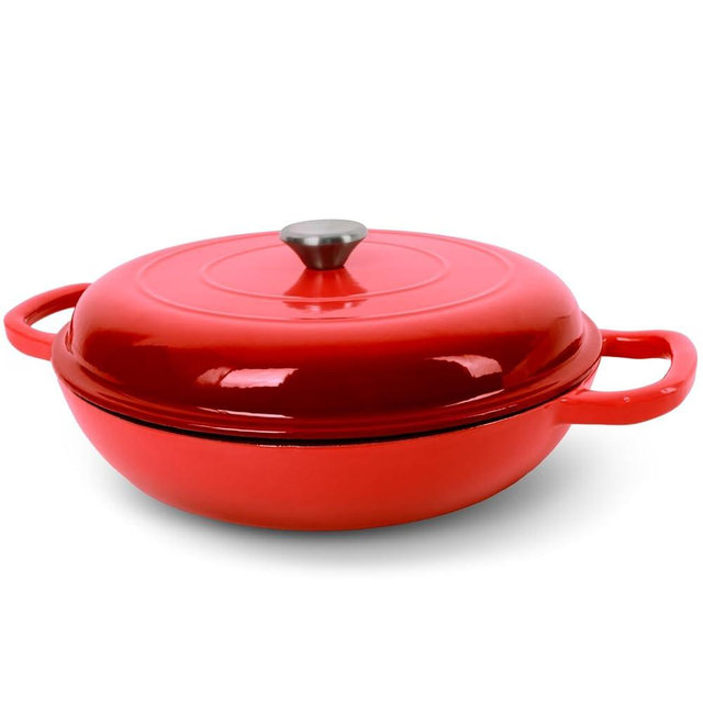 UFEH Enameled Cast Iron Dutch Oven, 3.8 Quart Dutch Oven Pot with Lid, Non Stick Dutch Oven Cast Iron Pot, Round Oven Safe up to 500°F, Use for Marinate, Cook, Bake and Serve – Gradient Red
