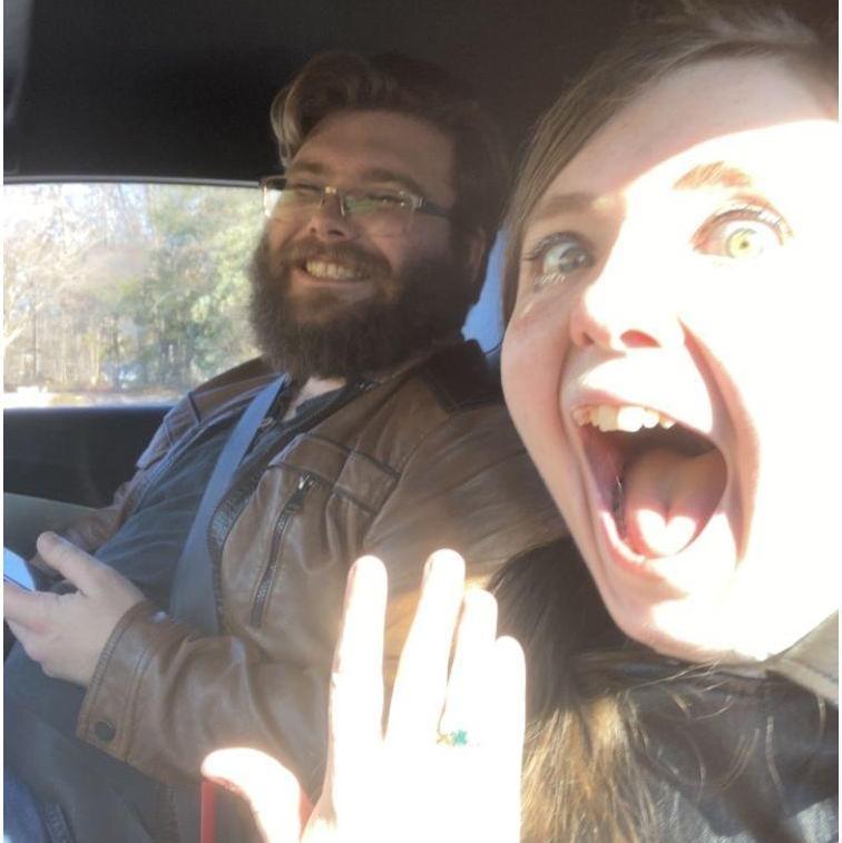 Our reactions right after we got engaged and sat down in the car. This is the one we sent around and posted to let everyone know it finally happened!