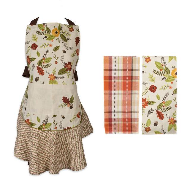 Fall In Love Ruffle Apron & Kitchen Towels Set - Design Imports