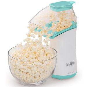 Presto 04869 Poplite Hot Air Popcorn Popper - Built-In Measuring Cup + Melts Butter, Easy to Clean, Built-In Cord Wrap, 18 Cups, Aqua/White