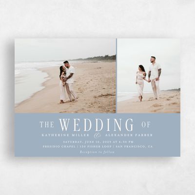 Powder Blue Wedding Invitation - Dove Multiphoto