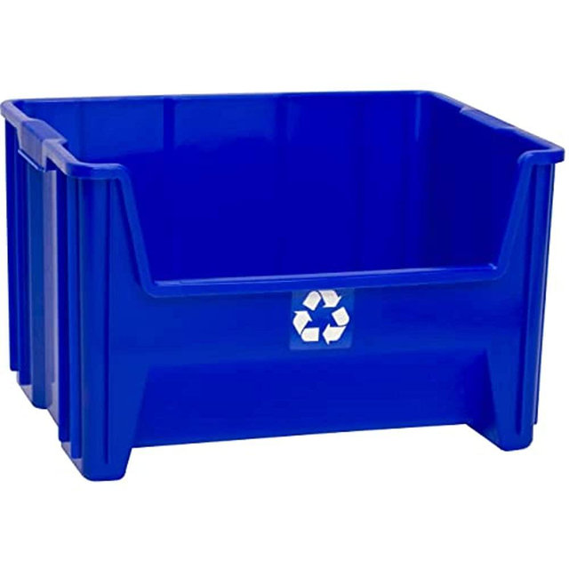 READYSPACE 3-Pack Heavy-Duty Open-Front Stacking Recycling Bins Plastic Containers, 12.5 Gallon, Blue (13017BLUERS)