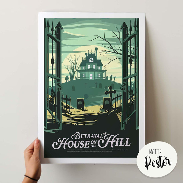 Unofficial BETRAYAL at HOUSE on the HILL - Inspired Poster / Retro Board Game Poster & Wall Art Print / Fantasy, Dnd / Home Decor Gift Idea