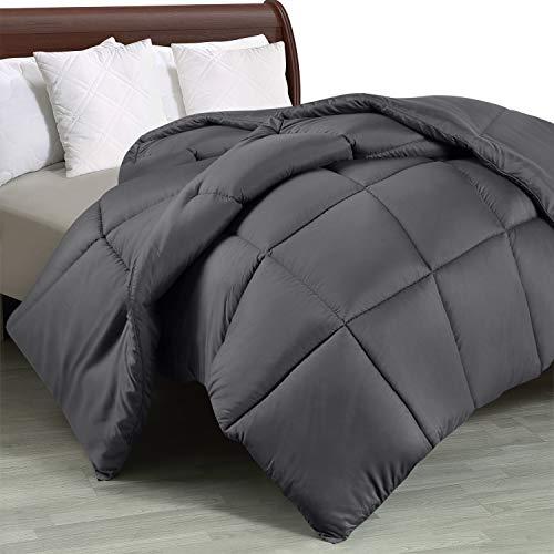 Utopia Bedding Comforter Duvet Insert - Quilted Comforter with Corner Tabs - Box Stitched Down Alternative Comforter (Queen, Grey)