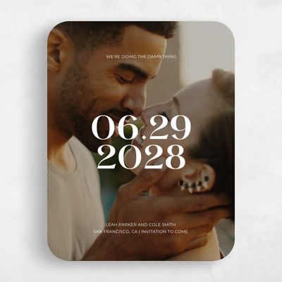 White Rounded Wedding Save the Date - Brevard Portrait