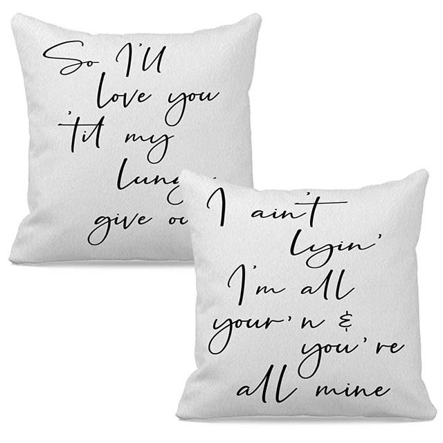 Love Romantic Quotes So I'll Love You 'Til Till My Lungs Give Out Throw Pillow Case Covers 18″×18″ Set Of 2,Love Decorations For Home Bedroom,Wedding Valentine Gifts For Girlfriend Wife Couples