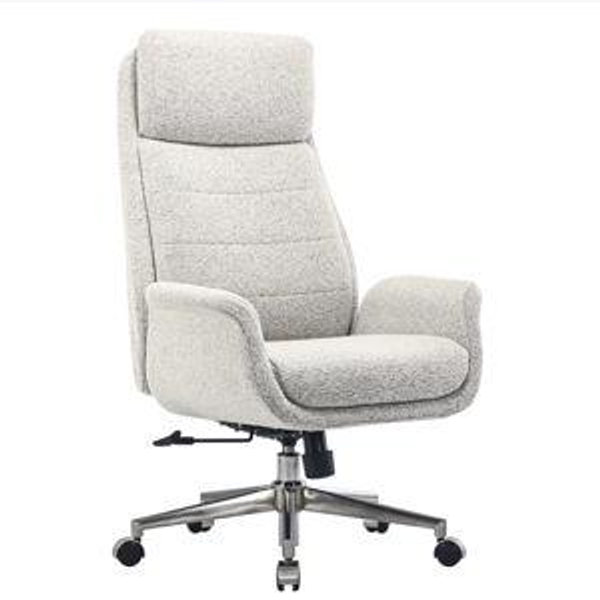 Realspace® Modern Comfort Pizana Bouclé Fabric High-Back Executive Office Chair, Light Sand/Brushed Nickel, BIFMA Compliant